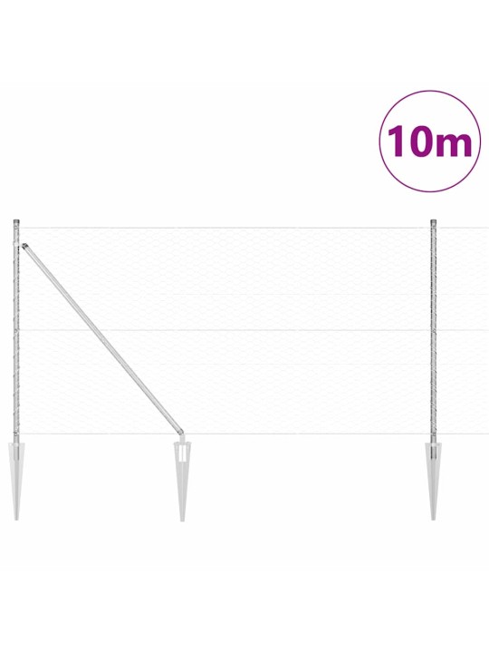 Aed koos postidega hõbedane 1 x 10 m pvc kaetud teras