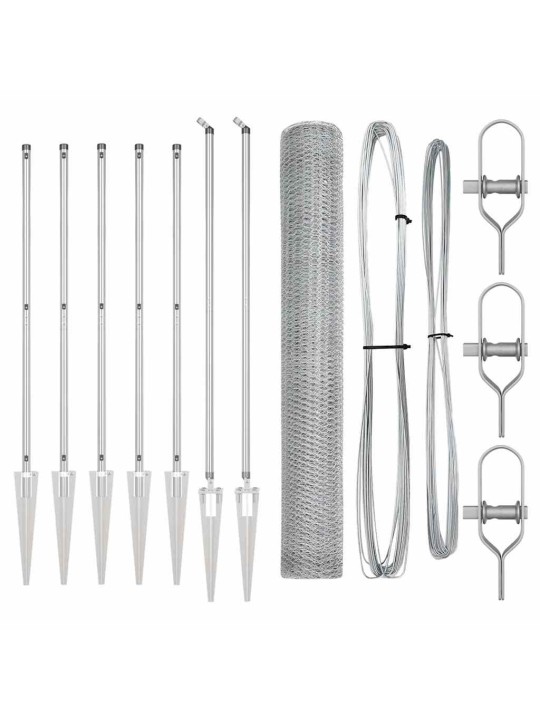 Aed koos postidega hõbedane 1.2 x 10 m pvc kaetud teras