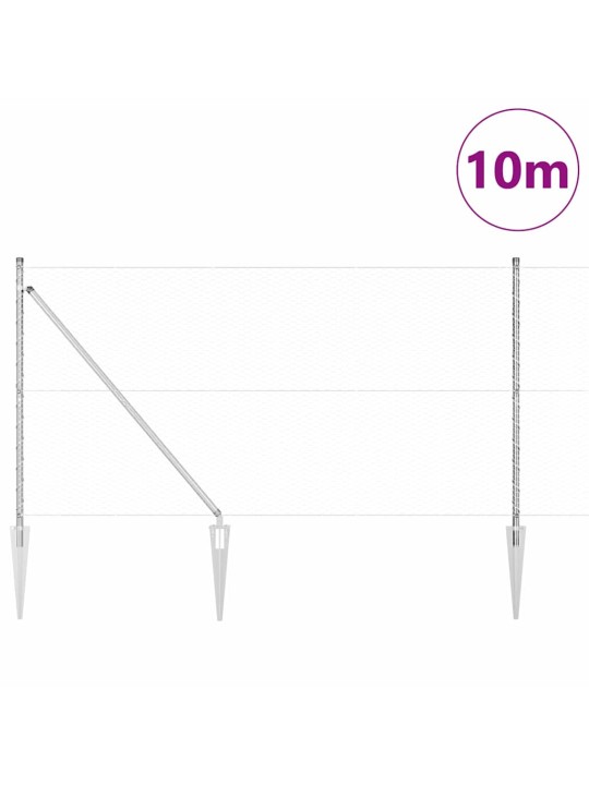 Aed koos postidega hõbedane 1.2 x 10 m pvc kaetud teras