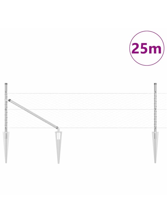 Aed koos postidega hõbedane 0.4 x 25 m pvc kaetud teras