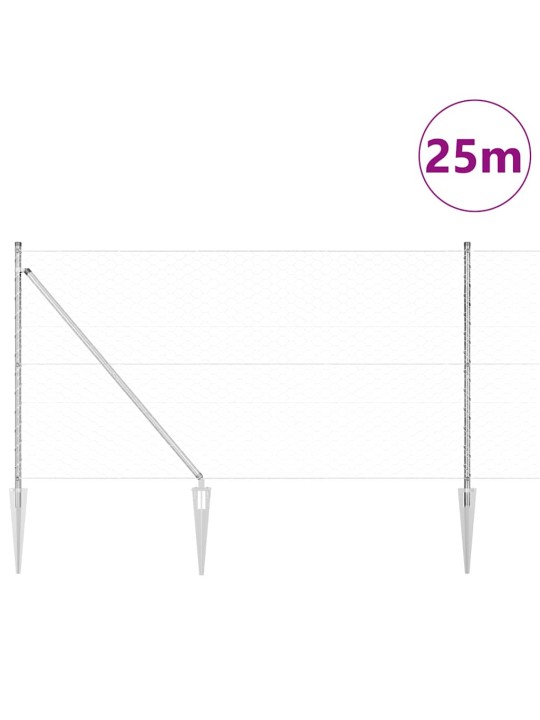 Aed koos postidega hõbedane 1 x 25 m pvc kaetud teras