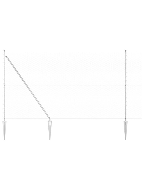 Aed koos postidega hõbedane 1.6 x 25 m pvc kaetud teras