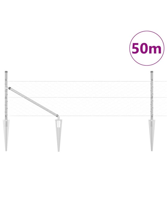 Aed koos postidega hõbedane 0.4 x 50 m pvc kaetud teras