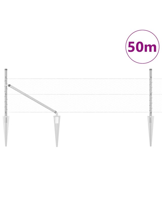 Aed koos postidega hõbedane 0.5 x 50 m pvc kaetud teras