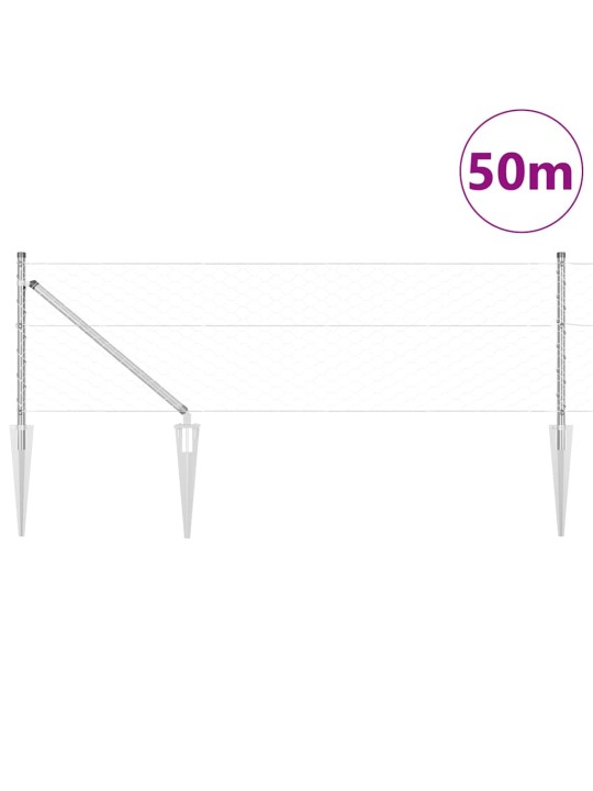 Aed koos postidega hõbedane 0.6 x 50 m pvc kaetud teras