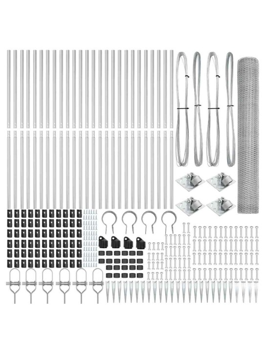 Aed koos postidega hõbedane 1.4 x 50 m pvc kaetud teras