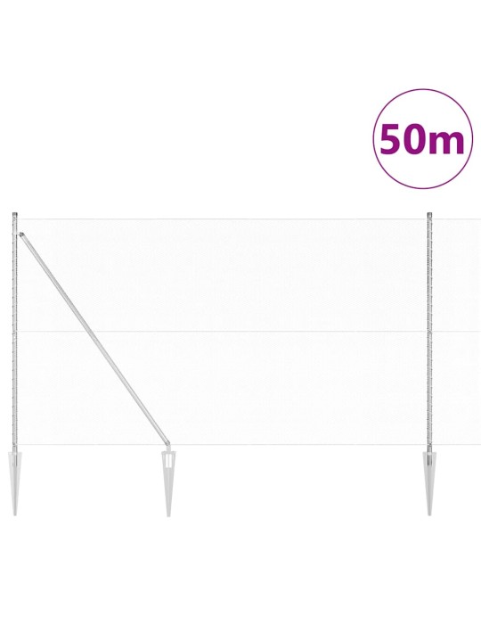 Aed koos postidega hõbedane 1.6 x 50 m pvc kaetud teras
