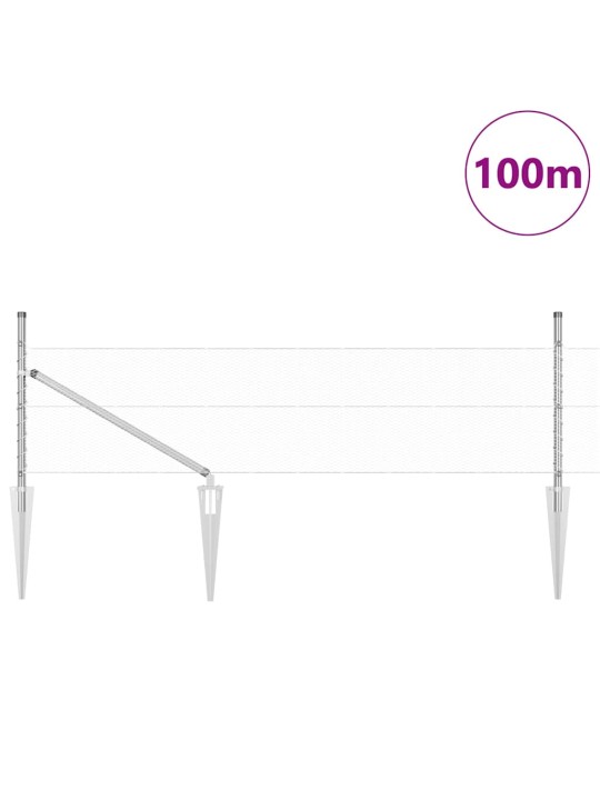 Aed koos postidega hõbedane 0.4 x 100 m pvc kaetud teras
