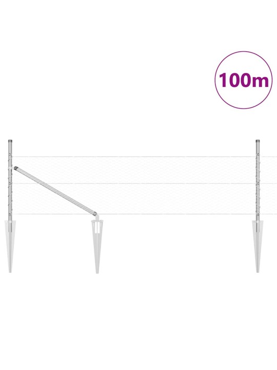 Aed koos postidega hõbedane 0.4 x 100 m pvc kaetud teras
