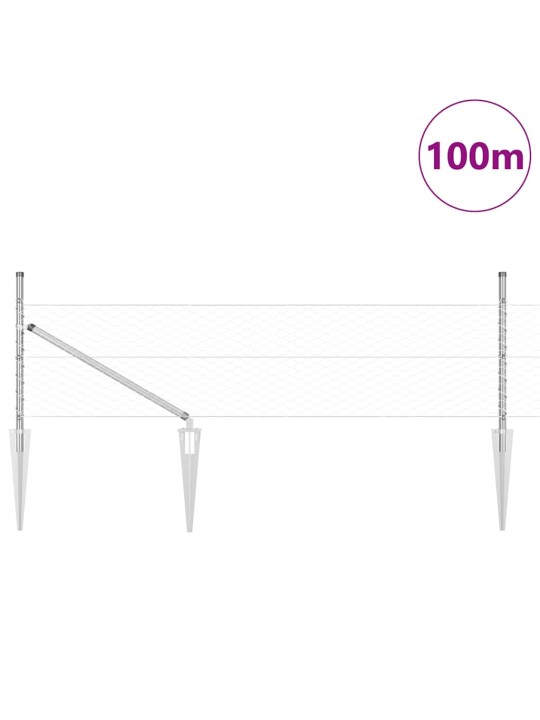 Aed koos postidega hõbedane 0.4 x 100 m pvc kaetud teras