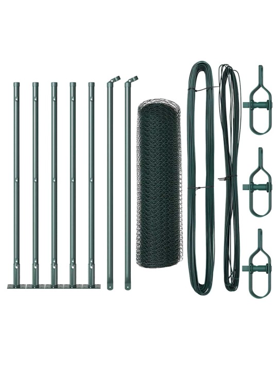 Aed koos postidega roheline 0.6 x 10 m pvc kaetud teras