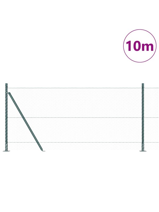 Aed koos postidega roheline 0.8 x 10 m pvc kaetud teras