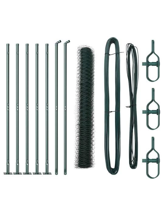 Aed koos postidega roheline 1 x 10 m pvc kaetud teras