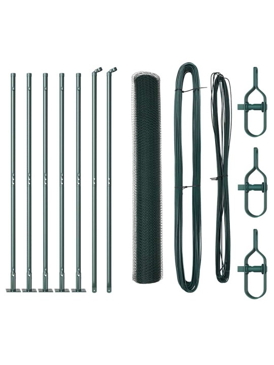 Aed koos postidega roheline 1.2 x 10 m pvc kaetud teras