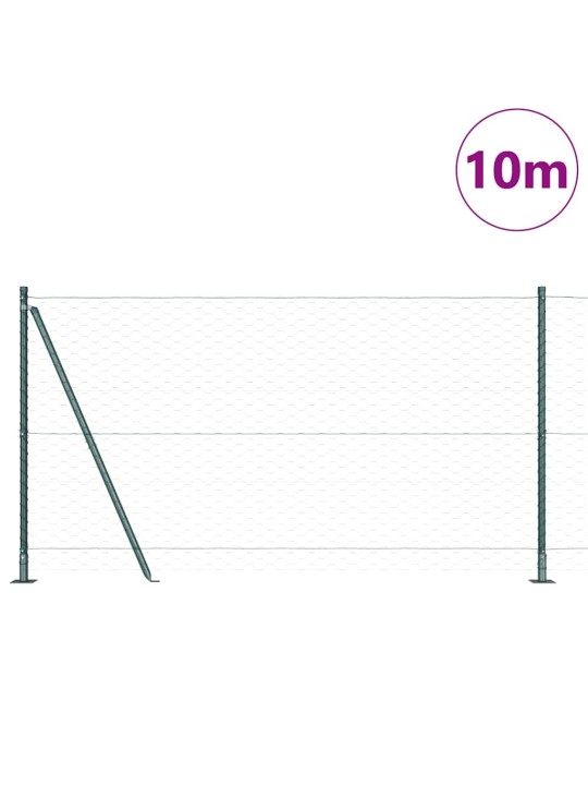 Aed koos postidega roheline 1.2 x 10 m pvc kaetud teras