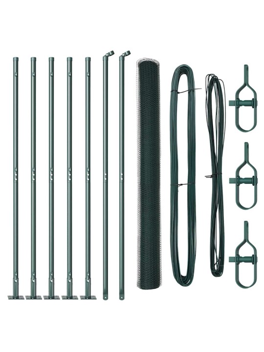 Aed koos postidega roheline 1.4 x 10 m pvc kaetud teras