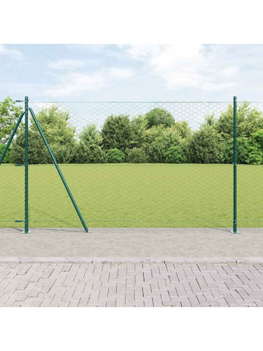 Aed koos postidega roheline 1.4 x 10 m pvc kaetud teras