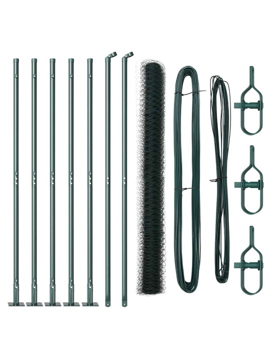 Aed koos postidega roheline 1.4 x 10 m pvc kaetud teras