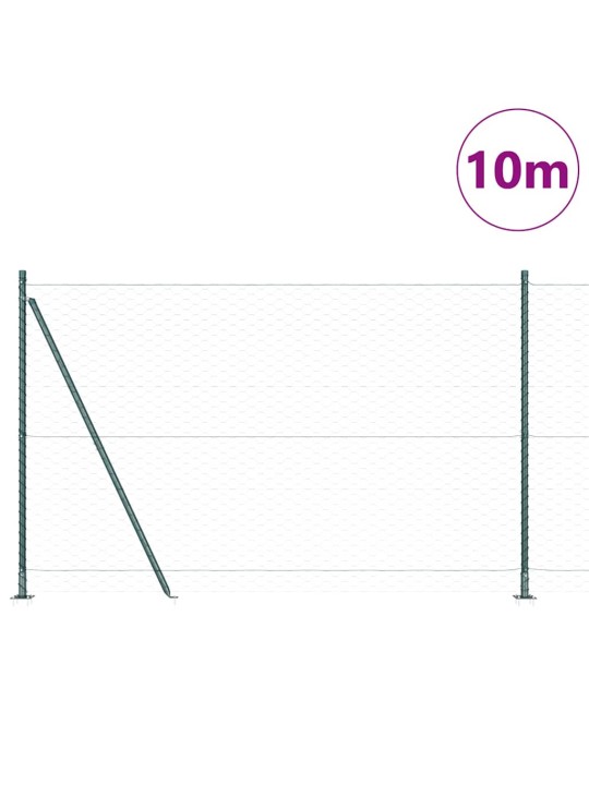 Aed koos postidega roheline 1.4 x 10 m pvc kaetud teras