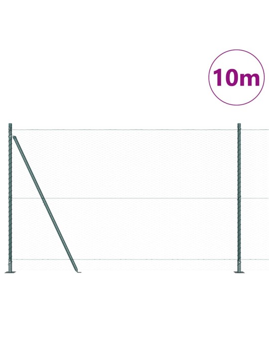 Aed koos postidega roheline 1.6 x 10 m pvc kaetud teras
