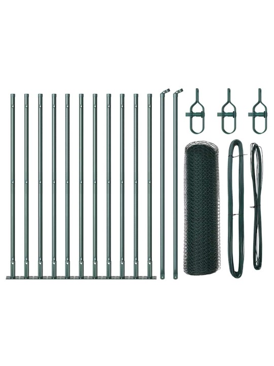 Aed koos postidega roheline 0.4 x 25 m pvc kaetud teras