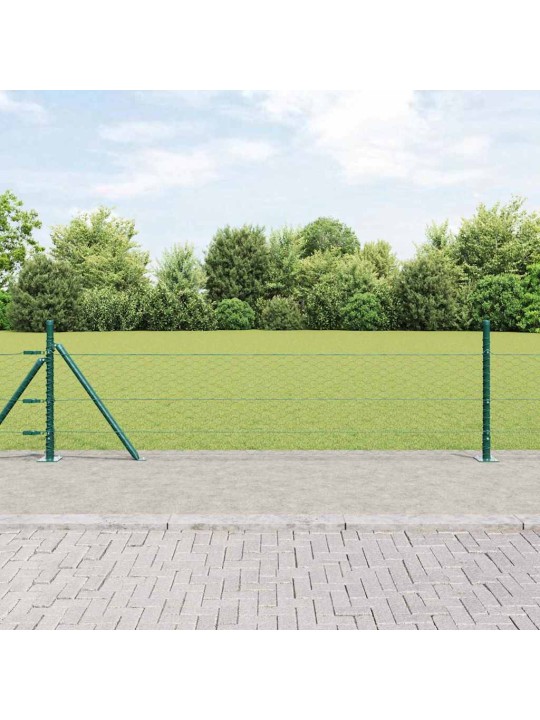 Aed koos postidega roheline 0.4 x 25 m pvc kaetud teras