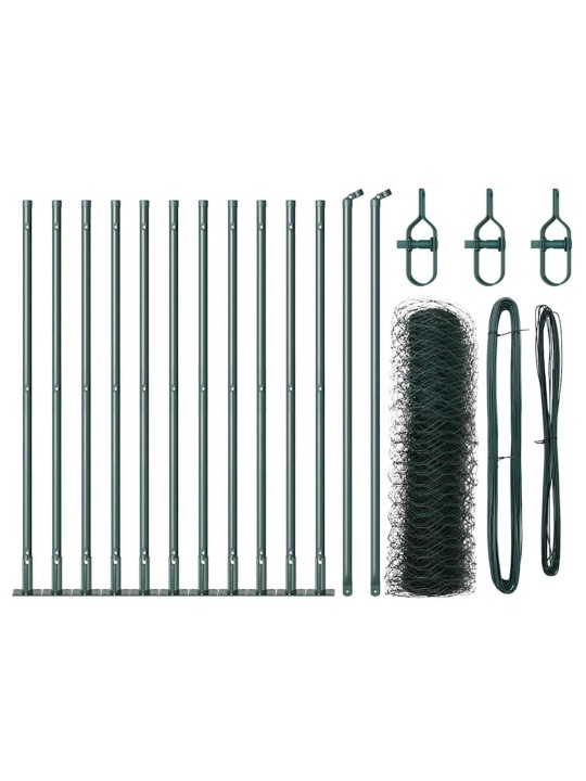 Aed koos postidega roheline 0.4 x 25 m pvc kaetud teras