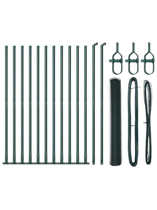 Aed koos postidega roheline 1 x 25 m pvc kaetud teras