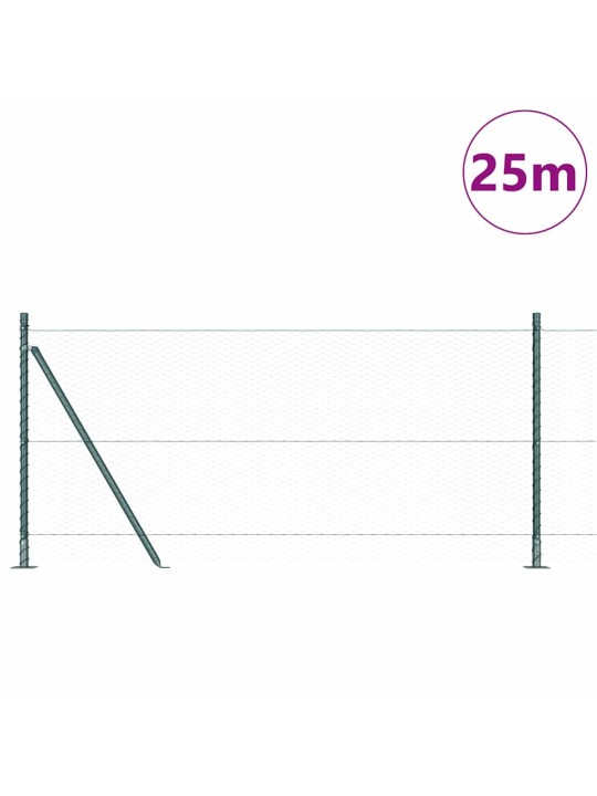 Aed koos postidega roheline 1 x 25 m pvc kaetud teras