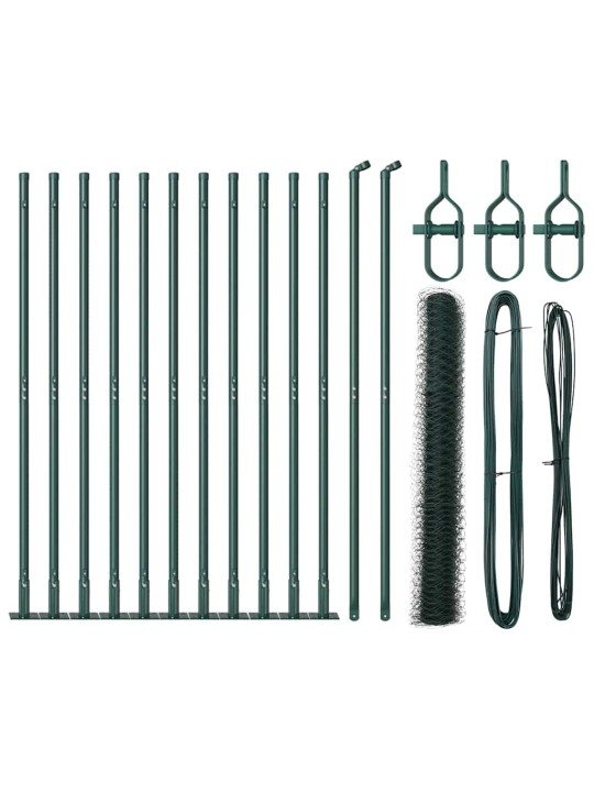 Aed koos postidega roheline 1 x 25 m pvc kaetud teras