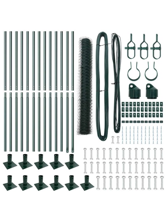 Aed koos postidega roheline 1 x 25 m pvc kaetud teras