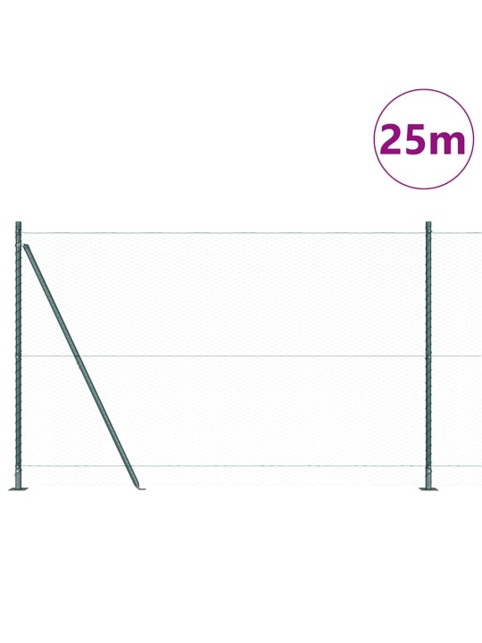 Aed koos postidega roheline 1.4 x 25 m pvc kaetud teras