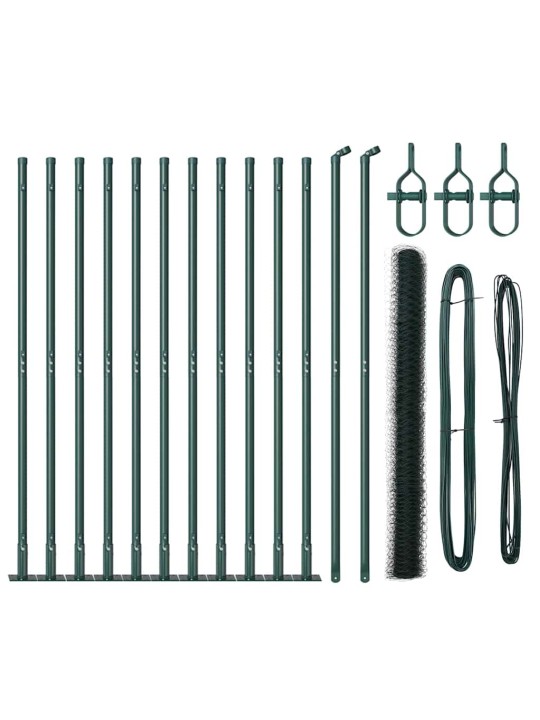 Aed koos postidega roheline 1.4 x 25 m pvc kaetud teras