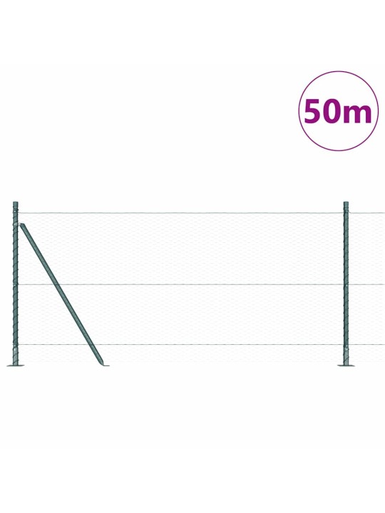 Aed koos postidega roheline 0.8 x 50 m pvc kaetud teras