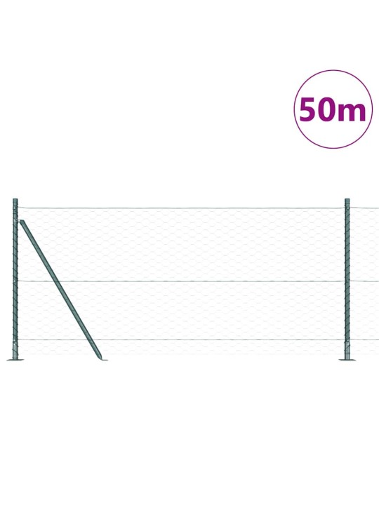Aed koos postidega roheline 0.8 x 50 m pvc kaetud teras