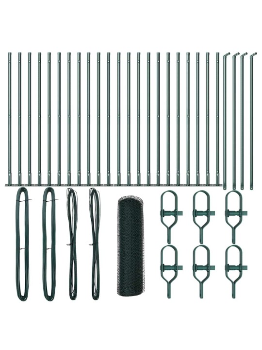 Aed koos postidega roheline 1 x 50 m pvc kaetud teras