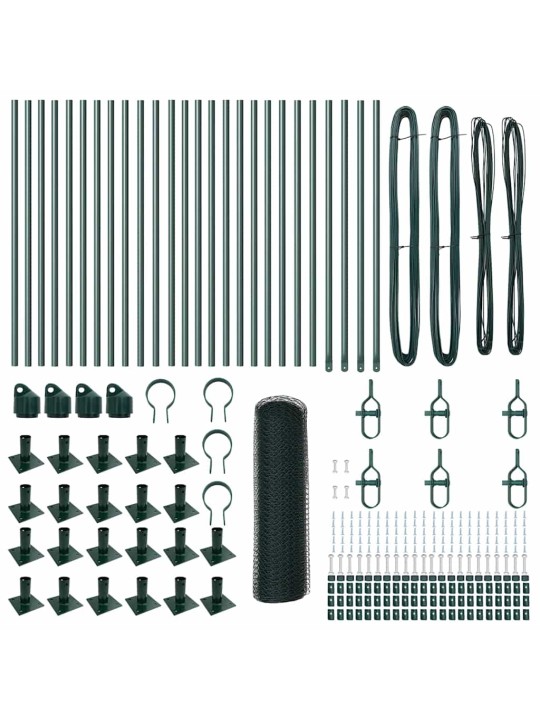 Aed koos postidega roheline 1 x 50 m pvc kaetud teras