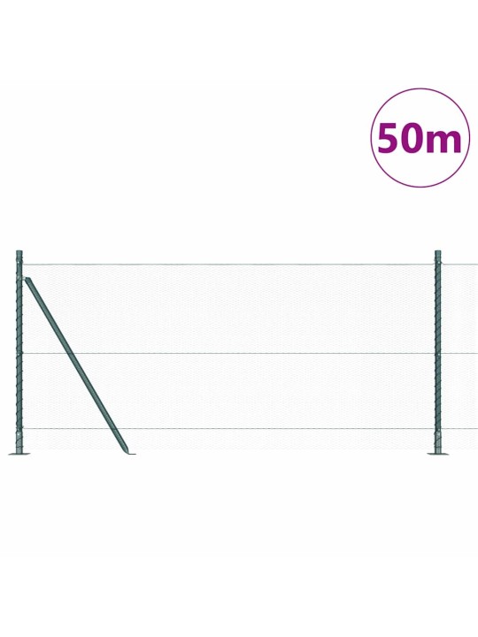 Aed koos postidega roheline 1 x 50 m pvc kaetud teras