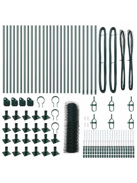 Aed koos postidega roheline 1 x 50 m pvc kaetud teras