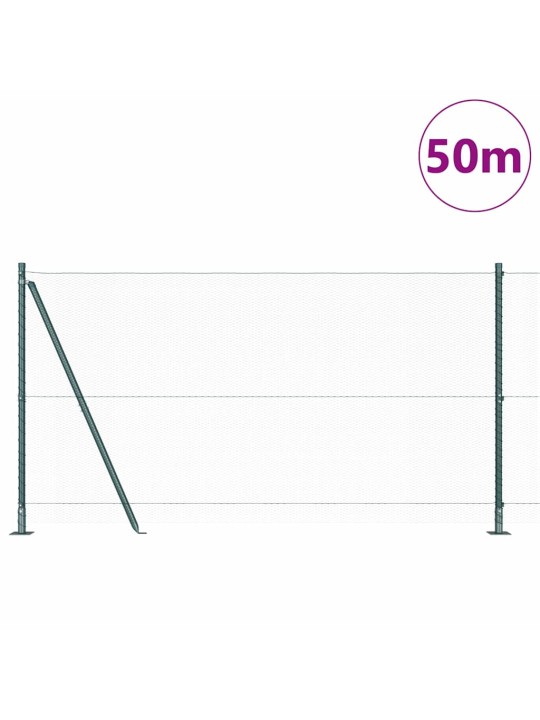 Aed koos postidega roheline 1.2 x 50 m pvc kaetud teras