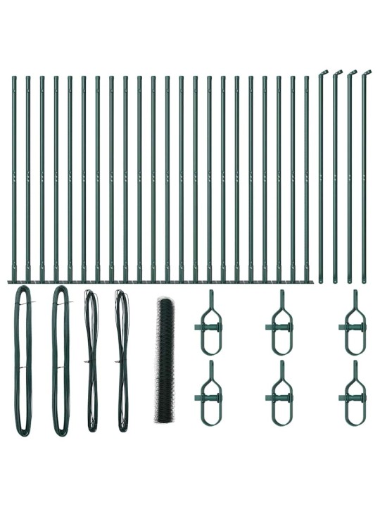 Aed koos postidega roheline 1.2 x 50 m pvc kaetud teras