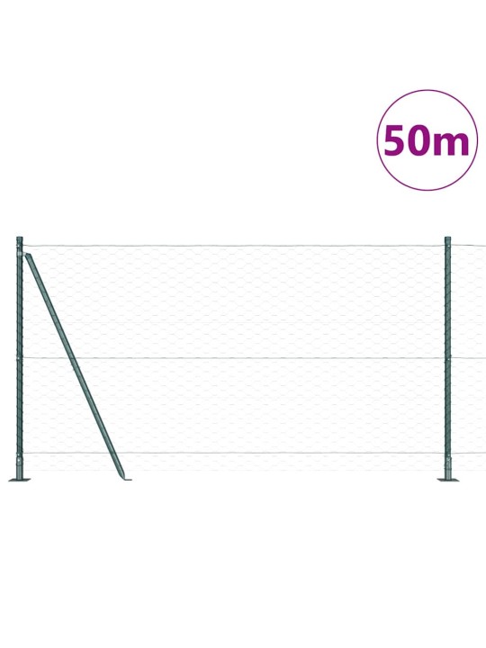 Aed koos postidega roheline 1.2 x 50 m pvc kaetud teras