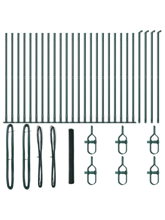 Aed koos postidega roheline 1.5 x 50 m pvc kaetud teras