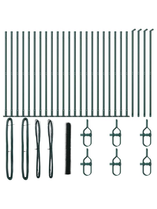 Aed koos postidega roheline 1.5 x 50 m pvc kaetud teras