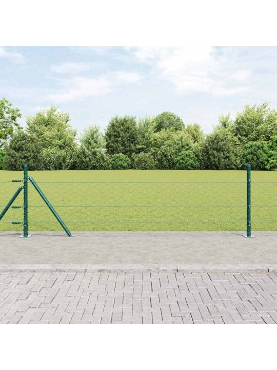 Aed koos postidega roheline 0.4 x 100 m pvc kaetud teras