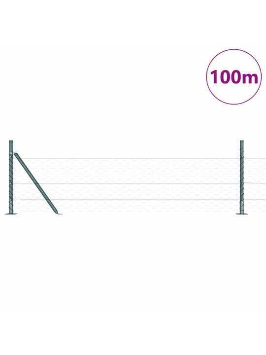 Aed koos postidega roheline 0.5 x 100 m pvc kaetud teras
