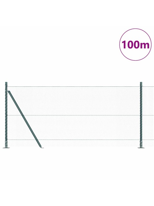 Aed koos postidega roheline 0.8 x 100 m pvc kaetud teras