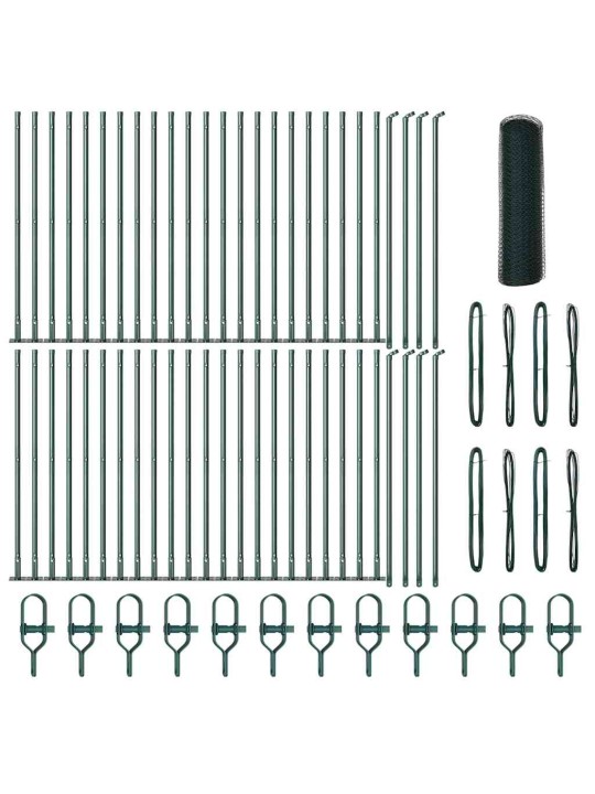 Aed koos postidega roheline 1 x 100 m pvc kaetud teras