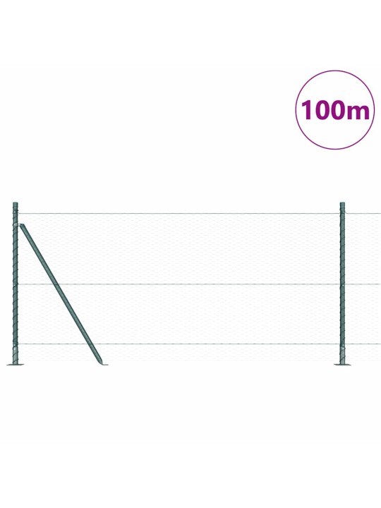 Aed koos postidega roheline 1 x 100 m pvc kaetud teras
