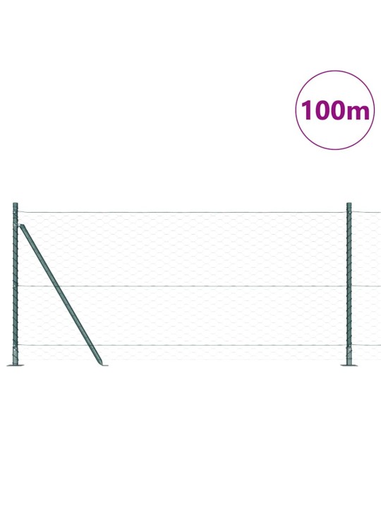 Aed koos postidega roheline 1 x 100 m pvc kaetud teras